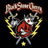 Pixelated shield-shaped icon with red and white top banner, yellow laurel wreath, and central red and white figure with gray limbs against black background.
