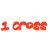 Red text and symbols on white background with black cross graphic.