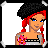 Pixel art contact sheet showing four frames of an animated character named Ellie with red braided hair, blue eyes, and a crop top featuring a pink flower design.