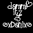 Pixelated white text and symbols on black background, with one version showing a heart symbol above the 'm' in 'damm'.