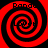 Four red and black spiral patterns arranged in a with partial text fragments at the top of each quadrant