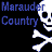 Pixelated blue text reads 'Marauder Country' on black background with white skull and crossbones symbol.
