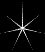 Six star-shaped pixelated icons arranged in two of three, each with a central bright point and radiating lines on black background