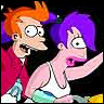 Two cartoon characters with exaggerated expressions: one with orange hair in a red jacket, the other with purple hair in a white tank top, both with wide eyes and open mouths against a dark background.