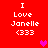 Red background displays four identical text blocks with 'I Love Janelle <333' and two pink hearts in different positions across frames.