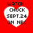 Red background with four white heart-shaped icons containing black text reading WATCH CHUCK SEPT.24 ON NBC.