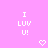 Pixelated text and heart symbols on a pink background with two identical side-by-side arrangements.