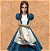 A pixelated 50x51 buddy icon featuring a character in a blue-and-white dress on the left and green text reading "Original Icons .com" on the right against a brown background.