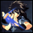 Pixelated anime-style character with dark hair and blue clothing in dynamic pose, next to black background with white text reading "Anime IM" and "com".