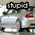 A silver sedan with red taillights appears in four ; text labels change across the animation