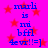 A static digital image with bright pink background and red stars, displaying blue text and symbols in two identical vertical