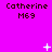 Pixelated text 'Catherine M69' repeated across a bright pink background with animated white sparkles appearing and disappearing in different positions.