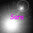 Four grayscale display a bright light source with the name 'Sara' in pink text, each showing different positions of a circular outline around the light