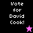 Pixelated text 'Vote for David Cook!' appears on black, purple, and pink backgrounds with a star icon changing from pink to black.