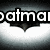 Pixelated black-and-white icon featuring the word 'batman' in bold white letters with a stylized bat symbol beneath, set against a gradient background.