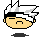 Pixel art head with white spiky hair, black band across forehead, yellow face, and blue tears in various positions.