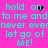 Cyan text on bright pink background repeats 'hold on to me and to me and never evernever even let go of ME!' with animated black pixel clusters near the top-right.