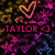 A pixelated icon with a neon heart symbol and the name 'TAYLOR' in stylized text over a colorful abstract background.