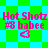 Pixelated icon with pink text 'Hot Shotz #8 babe' and a heart symbol over green-and-cyan checkered background, two variations of pattern layout visible.