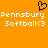 Pixelated orange background with white text reading "Pennsbury Softball<3" repeated twice and a black pixel-art heart symbol above the left instance.