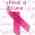 A pink ribbon symbol with text overlays on a patterned background, featuring pixelated animation changes.