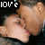 Animated sequence of two people kissing with text overlays showing 'LOVE' and a phone number.