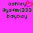 Pixelated text on bright pink background with red heart symbol replacing 'y' in 'ashley', two identical static frames side-by-side.