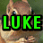 A pixelated squirrel with brown fur and large eyes appears in two states: one with green text 'LUKE' overlaid, the other without text.