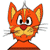 Orange cartoon cat with yellow inner ears and white whiskers displays four sequential expressions: neutral, angry, crying, and screaming.