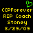 Green pixelated heart symbol above yellow text reading 'CCPForever', 'RIP Coach', 'Stoney', and '8/29/09' on black background.