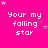 Bright pink background with repeated white pixelated text 'Your my falling star' and scattered small stars in various shades of pink.