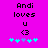 Pixelated text and symbols on a bright pink background with cyan and purple accents.