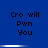 Blue background with black pixelated text 'Cro will Pwn You' repeated in two , each containing three identical text blocks