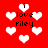 Red background with white heart shapes and black text reading "i love riley" in pixelated font.