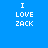 Blue background with white text "I LOVE ZACK" arranged in three , where the word "ZACK" is highlighted by a pink rectangular block that shifts position across frames