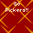 Red background with orange diamond lattice pattern and white text reading "Go Pickers!!" in four identical quadrants.