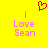 Yellow background with red pixelated heart above pink text reading Love Sean on both sides.
