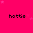 A bright pink background with scattered light pink stars and repeated black text reading 'hottie' in a pattern