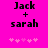 Pixelated text 'Jack + sarah' on bright pink background with five light pink hearts below, two versions differ in heart color intensity.