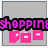Pixelated icon with pink shopping bags and changing text overlays across frames.