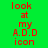 Red pixelated text reads 'look at my A.D.D icon' on four distinct background colors in a