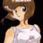 Pixelated anime-style character with brown hair and purple eyes in a white sleeveless top against black background, with text 'Anime IM' and 'c0m' on right side.