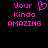Pixelated pink text and a heart symbol on black background, with two identical side-by-side layouts.