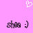 Pixelated white heart shape above two identical pixelated text-and-smiley pairs on pink background.