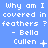 Blue background with repeated white text 'Why am I covered in feathers? - Bella' and changing symbols below each phrase.
