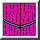 Pixel art animation of pink curtains with blue vertical stripes opening to reveal a white stage area and text "let the show begin" in black pixelated font.