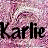 Pixelated pink and white background with bold black text reading "Karlie Karlie" in a stylized font, displayed as two frames of an animated contact sheet.
