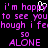 Pixelated text in purple and white on black background with a heart symbol replacing 'y' in 'happy', repeated across multiple lines.