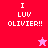 Four quadrant with red, pink, light pink, and bright pink backgrounds displaying 'I LUV OLIVIER!!' text and star symbols