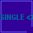 Blue with four quadrants, teal 'SINGLE' text repeated across top and bottom , pixelated heart in upper-right quadrant, pixelated star in lower-right quadrant